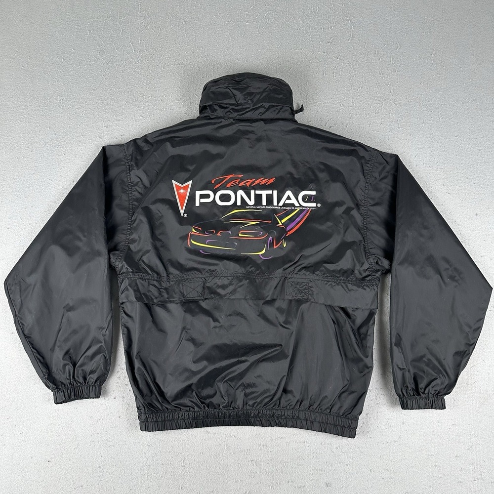Vintage 90s Team Pontiac Windbreaker Jacket Men's Medium Black Racing